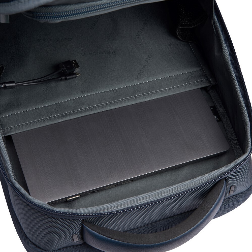 Balo laptop 15.6 inch RONCATO PANAMA 4.0 có cổng sạc USB - Nylon cao cấp x Da PVC, Thương hiệu Ý