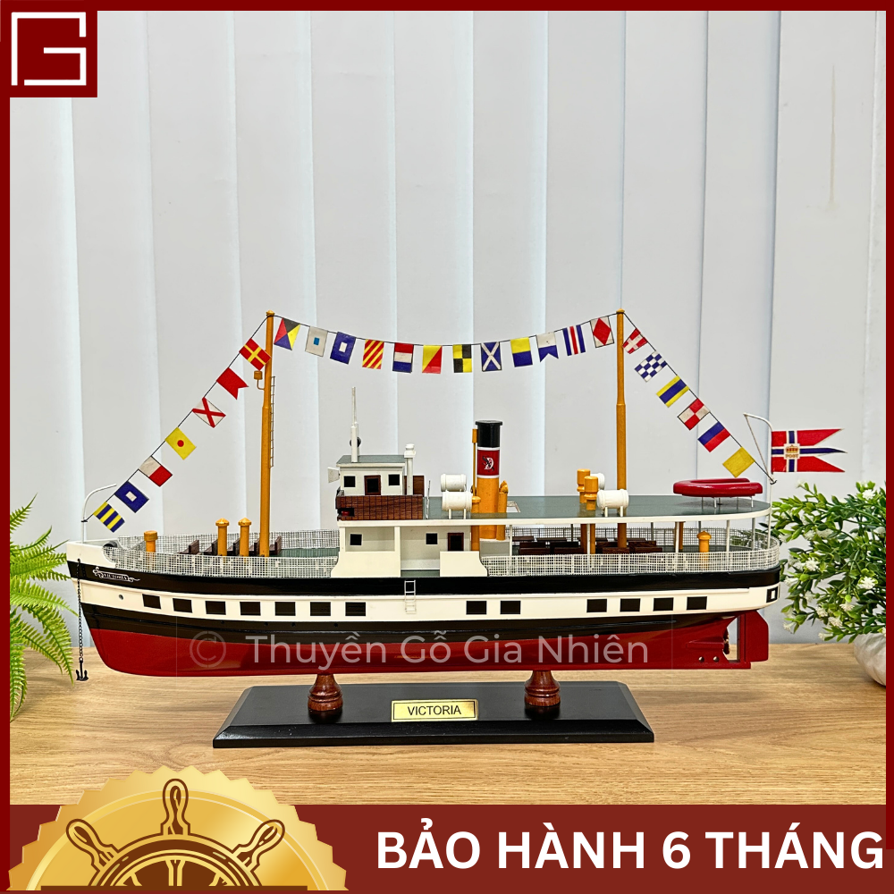 Mô Hình Thuyền Gỗ Phong Thủy Gia Nhiên, Thuyền Du Lịch Gỗ VICTORIA, Dài 50cm, Thuyền Trang Trí Xuất Khẩu Chất Lượng Cao