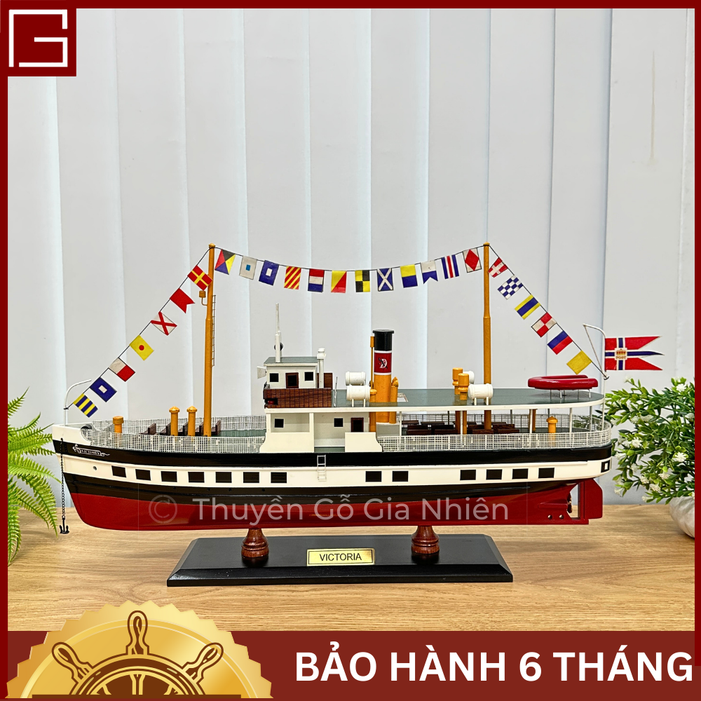 (Giá xưởng/Ảnh thật) Mô Hình Thuyền Gỗ Phong Thủy Gia Nhiên, Thuyền Du Lịch Gỗ VICTORIA, Dài 50cm, Thuyền Trang Trí Xuất Khẩu Chất Lượng Cao