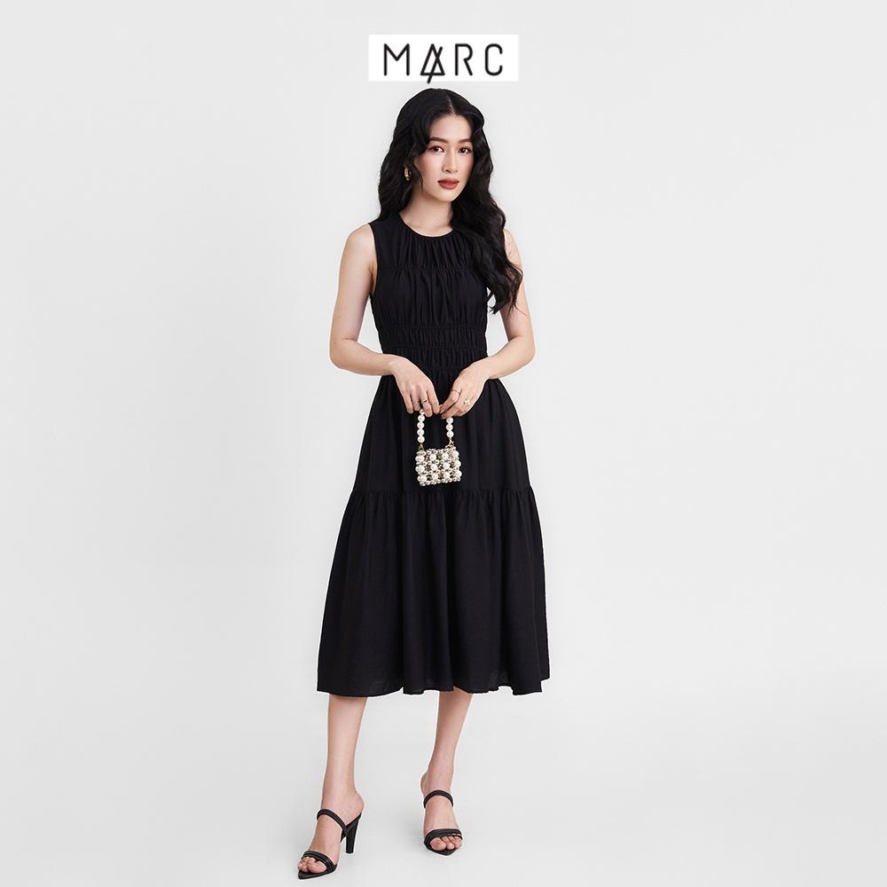 Đầm nữ MARC FASHION midi sát nách rút nhún ngực thun eo FAVH039722