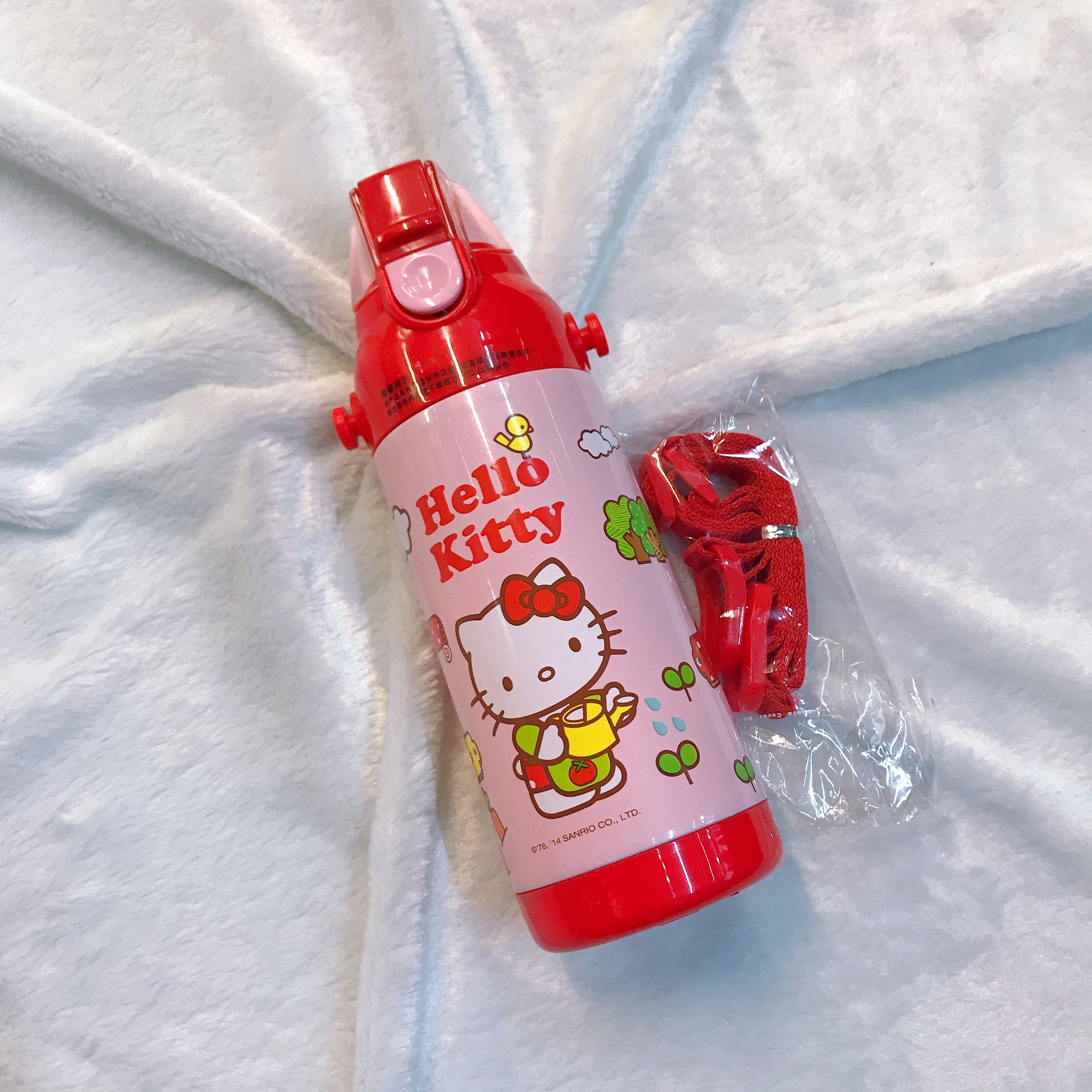 Bình nước giữ nhiệt hình mèo Kitty tưới cây nắp trong suốt màu đỏ cho trẻ em, bé gái -  - KT3654D