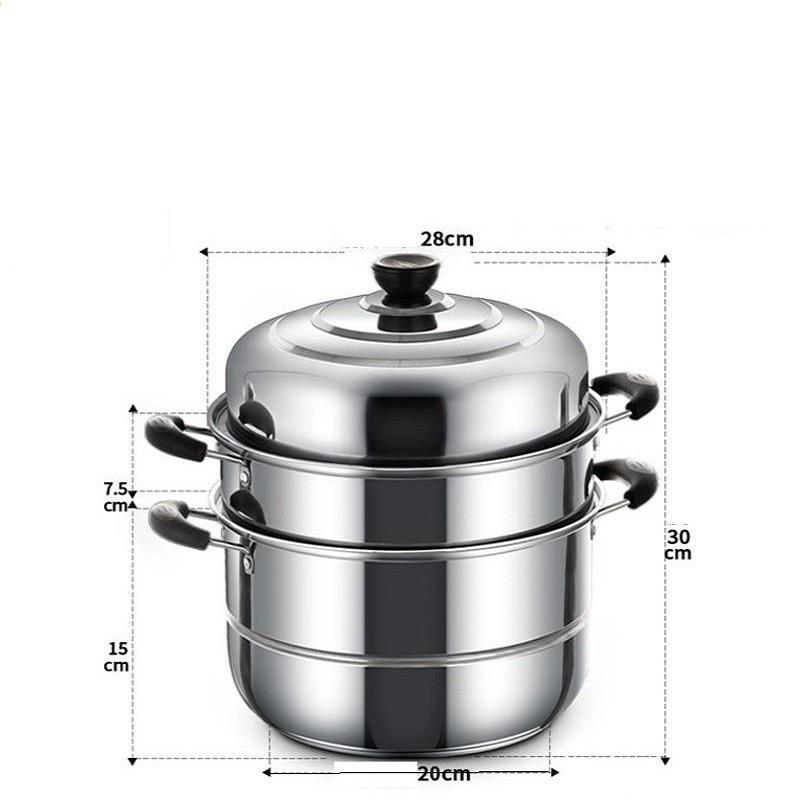 Nồi Hấp Inox Đa Năng 3 TẦNG 28CM Dùng Cho Cả Bếp Từ Và Bếp Ga