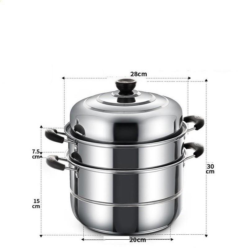 Nồi Hấp Inox Đa Năng 3 TẦNG 28CM Dùng Cho Cả Bếp Từ Và Bếp Ga