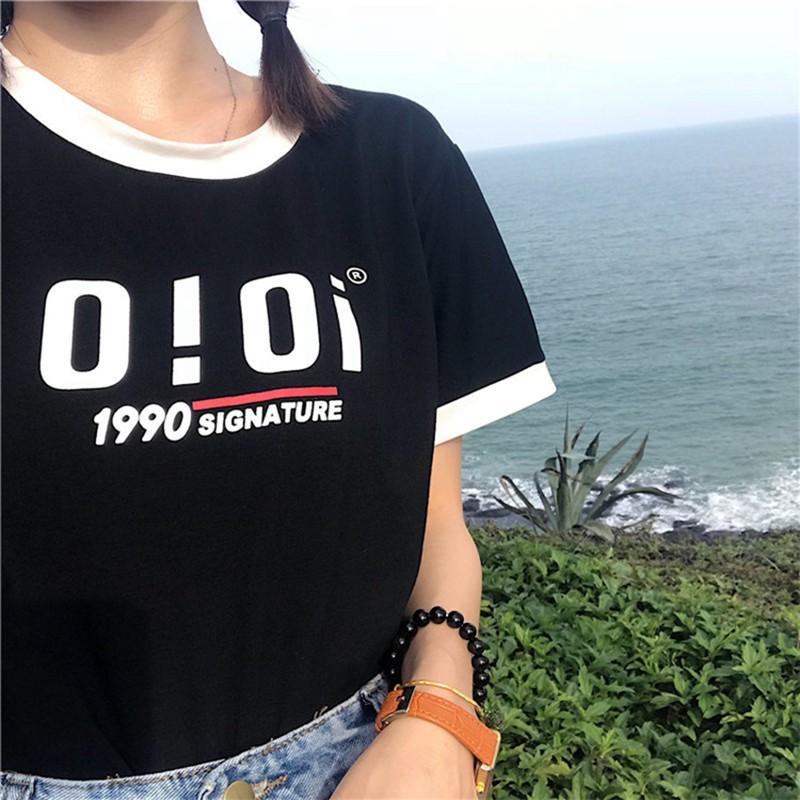 Áo Thun Tay Ngắn Cổ Tròn Hoạ Tiết Chữ Thiết Kế Dáng Rộng Thoải Mái