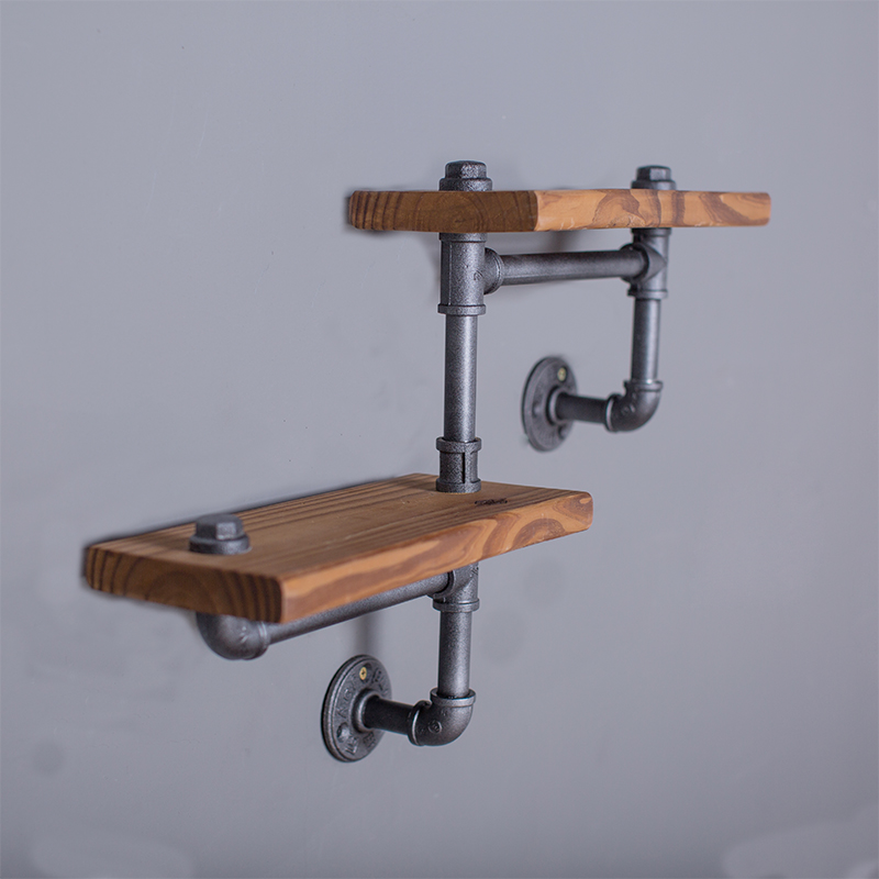 Kệ ống nước kệ sách kệ gỗ treo tường 2 tầng kệ sách decor bằng ống săt bền đẹp trang trí nhà và quán cafe sáng tạo