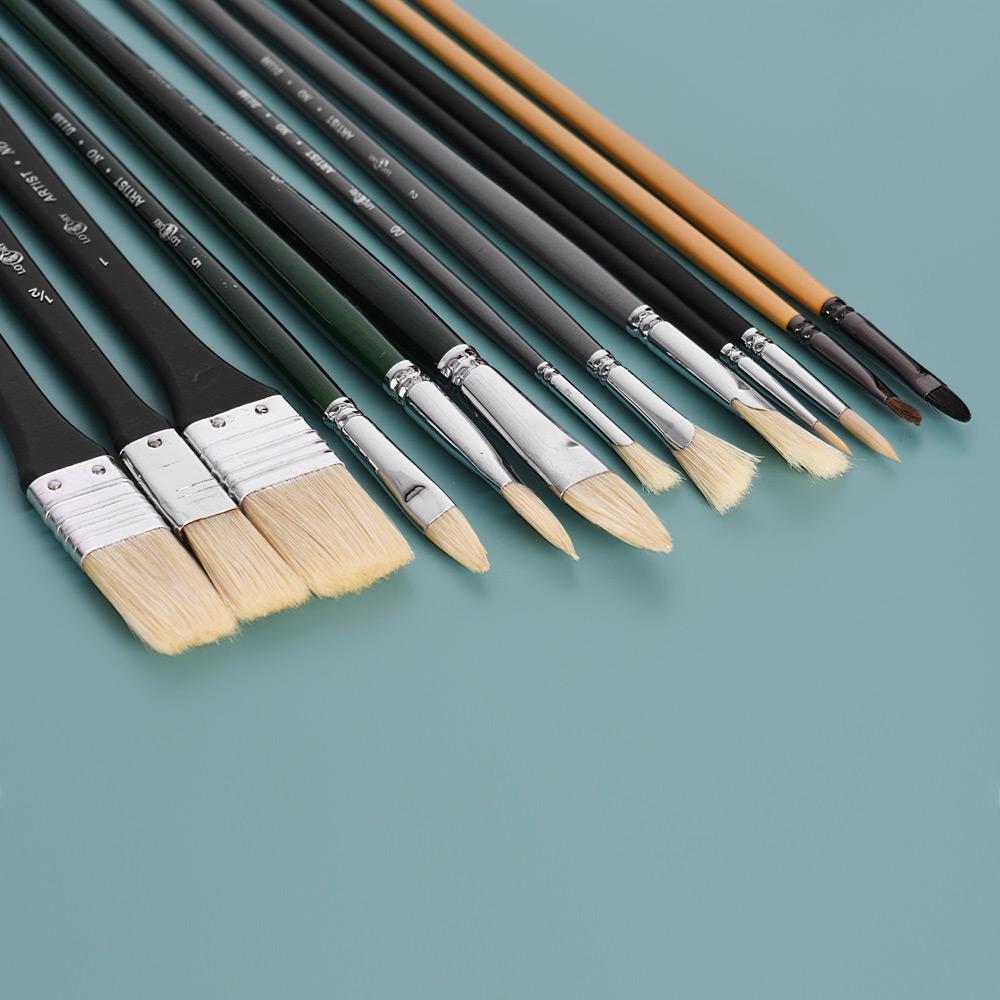 13pcs Paint Brush Set Watercolor Acrylic Oil Painting Brushes with Bag for Students Art Supplies