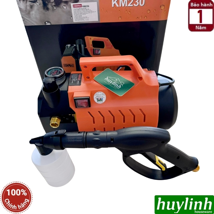 [Chống giật] Máy xịt rửa xe Chỉnh Áp Kenmax KM-230 PLUS - 2300W - Motor từ lõi đồng 100% - Hàng chính hãng