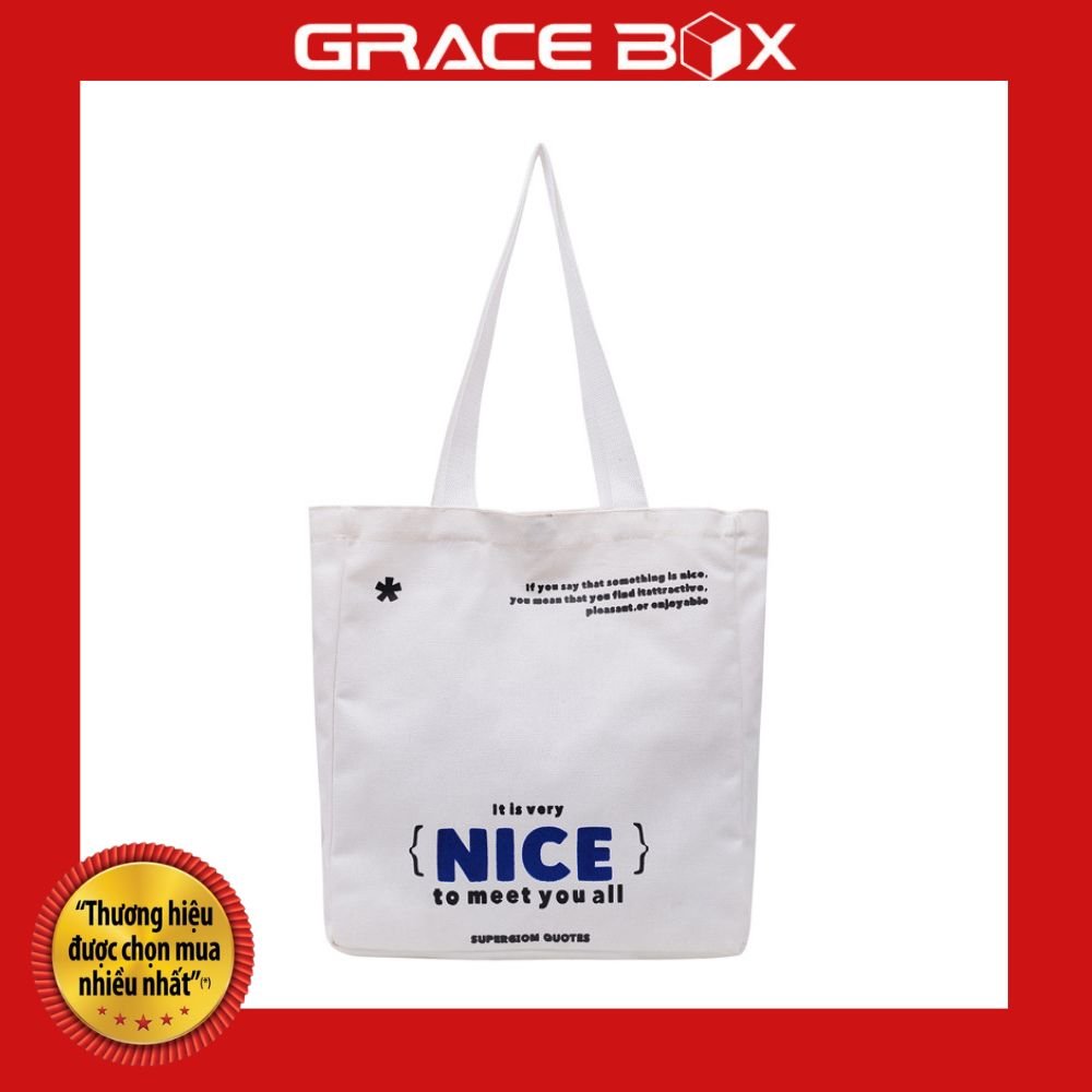 Túi Vải Canvas - Túi Vải Bố NICE Phong Cách Hàn Quốc - Siêu Thị Bao Bì Grace Box