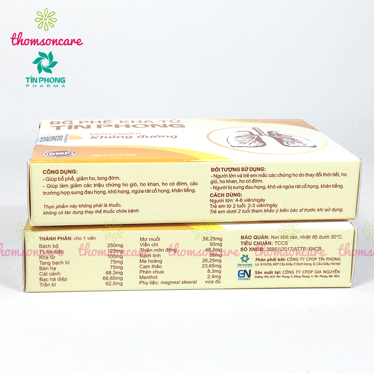 Viên ngậm Bổ phế kha tử Tín phong - Không đường, Hỗ trợ giảm ho, long đờm, đau họng, khản tiếng