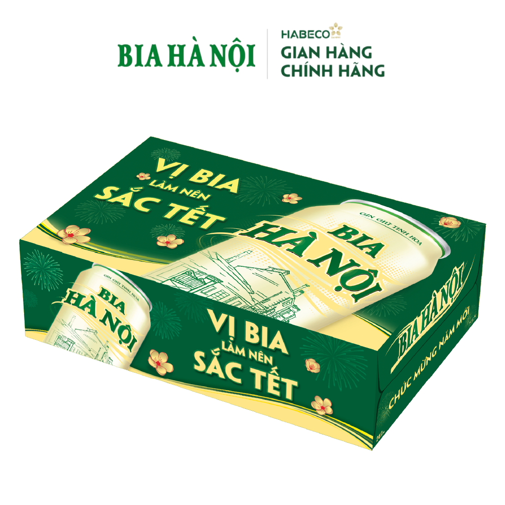 Bia Hà Nội Nhãn Xanh - Thùng 24 Lon 330ml - Phiên bản Tết