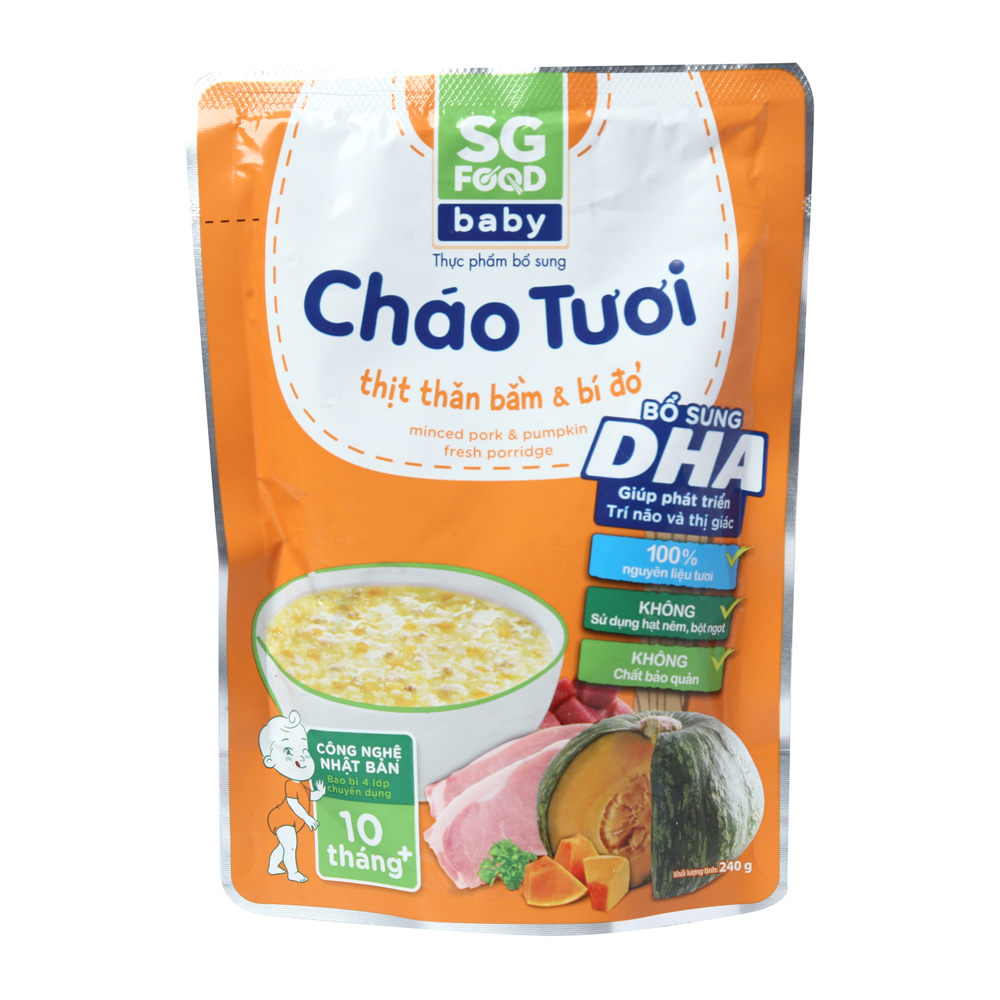 Cháo tươi baby SG Food thịt thăn bằm bí đỏ 240 g