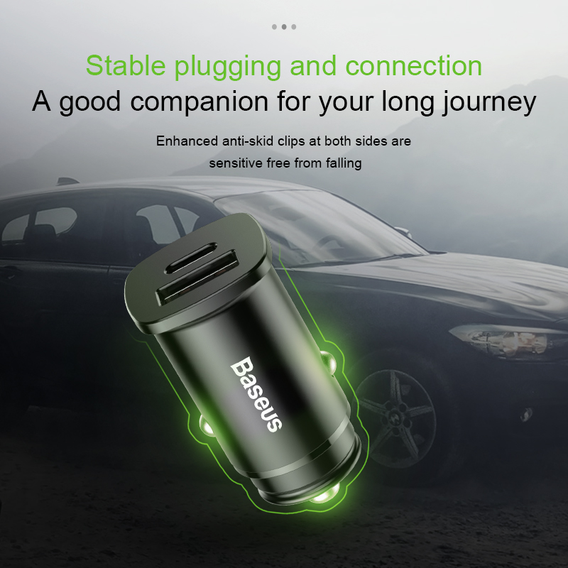 Tẩu Sạc Nhanh Ô Tô Baseus Square Metal 30W PPS Car Charger(PD3.0、QC4.0+SCP、AFC) (Hàng chính hãng)