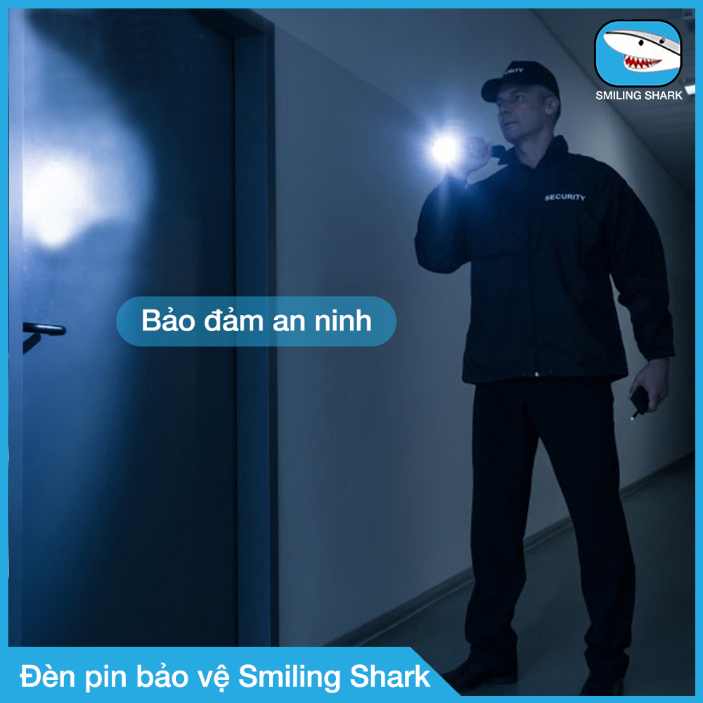 Đèn pin tự vệ siêu sáng Smiling Shark, công nghệ chiếu sáng tối tân, chất liệu hợp kim siêu cứng, chuyên dụng cho bảo vệ canh phòng, tuần tra ban đêm, chống trộm, dã ngoại, tìm kiếm cứu nạn đa dụng - Hàng chính hãng