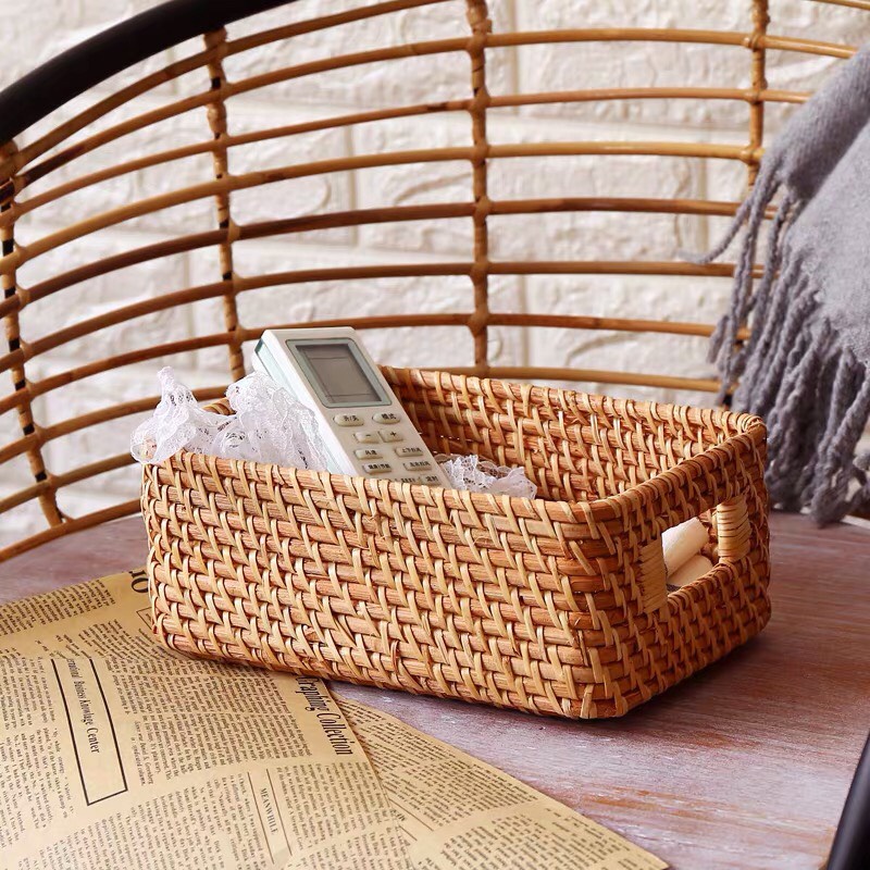 Giỏ mây đan đa năng BAMBOOO ECO đựng đồ có tay cầm trang trí decor