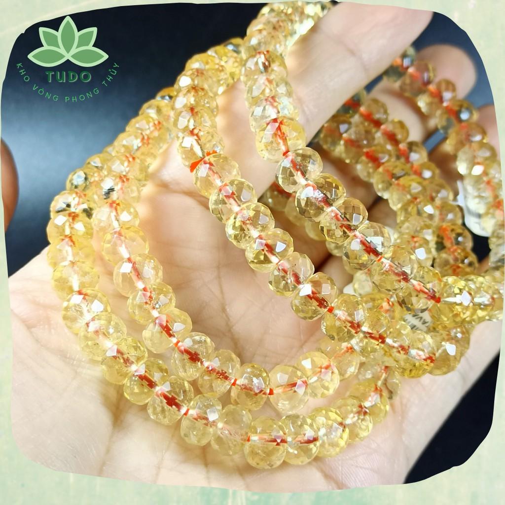 Vòng tay nữ thạch.anh.vàng bánh xe cắt giác size 7-11li cho mệnh Kim Thổ