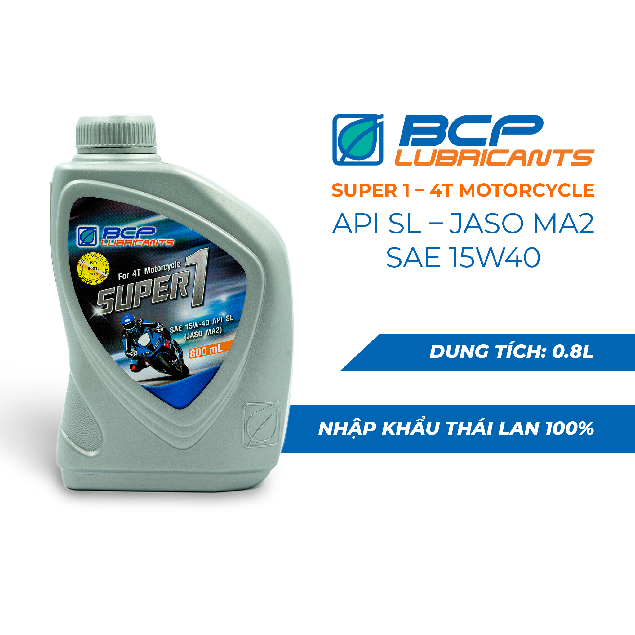 Nhớt Xe Số BCP Super 1 SAE 15W40, API SL, JASO MA