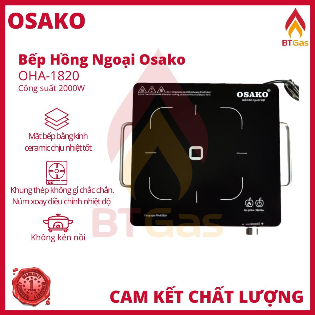 Bếp hồng ngoại đơn không kén nồi, Bếp điện hồng ngoại cơ, mặt kính ceramic OSAKO OHA-1820 - Hàng chính hãng