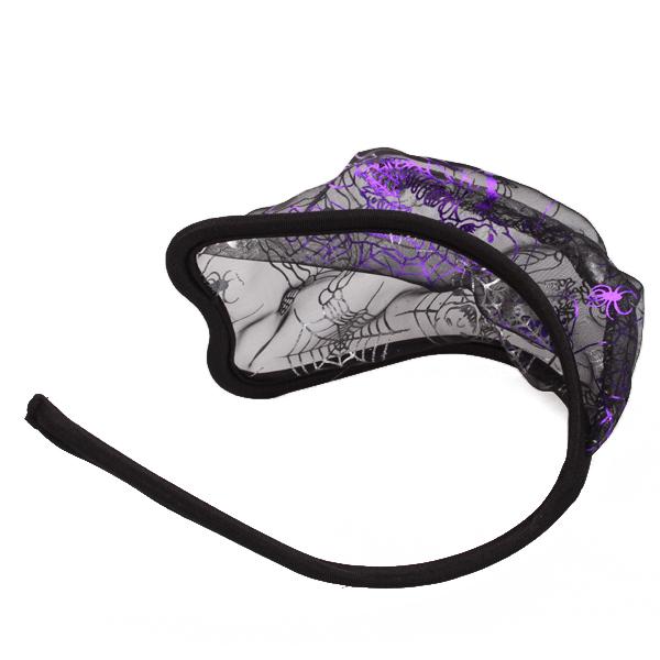 Mens Mesh See-Through Pouch C-string Thong Panty Briefs Purple Skull