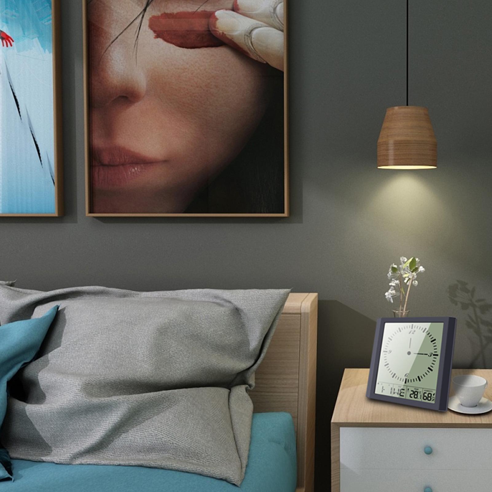 Đồng hồ treo tường đa chức năng báo thức, hiển thị nhiệt độ, độ ẩm
