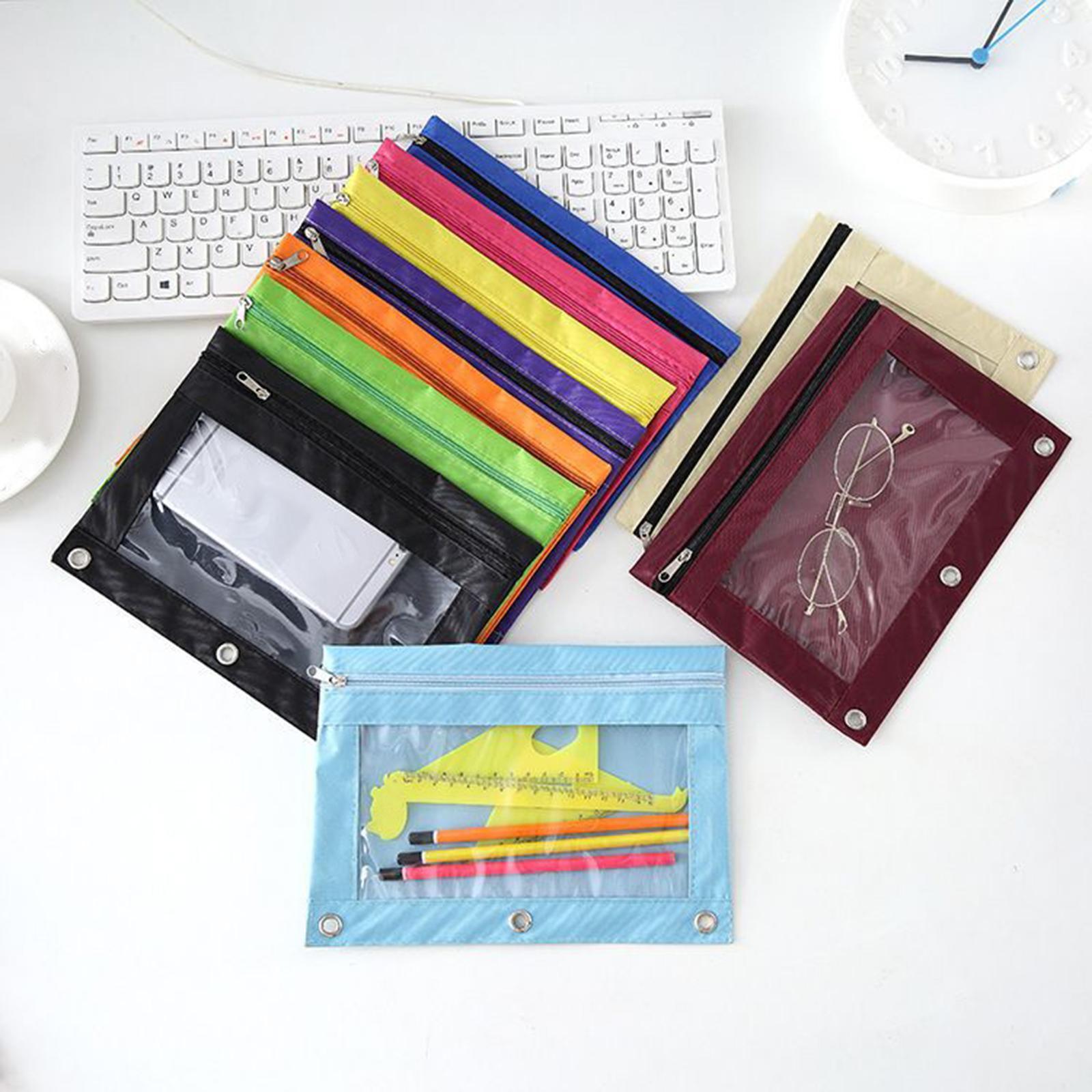 Pen Bag Binder Pencil Pouch Lightweight Cosmetic Bag Office Stationery Organizer Pencil Bags for Boys and Girls Children Teen Birthday Gifts