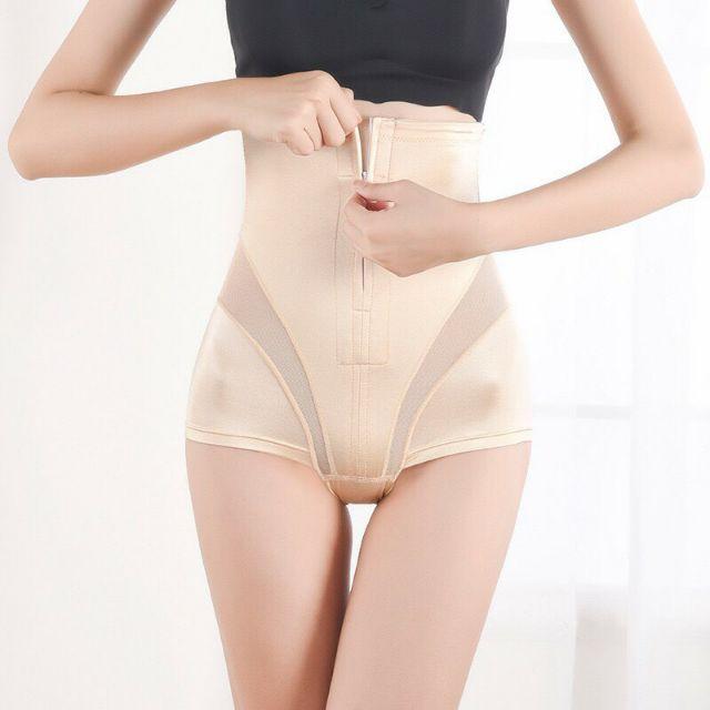 Quần gen bụng lụa kéo khóa móc cài siêu ôm