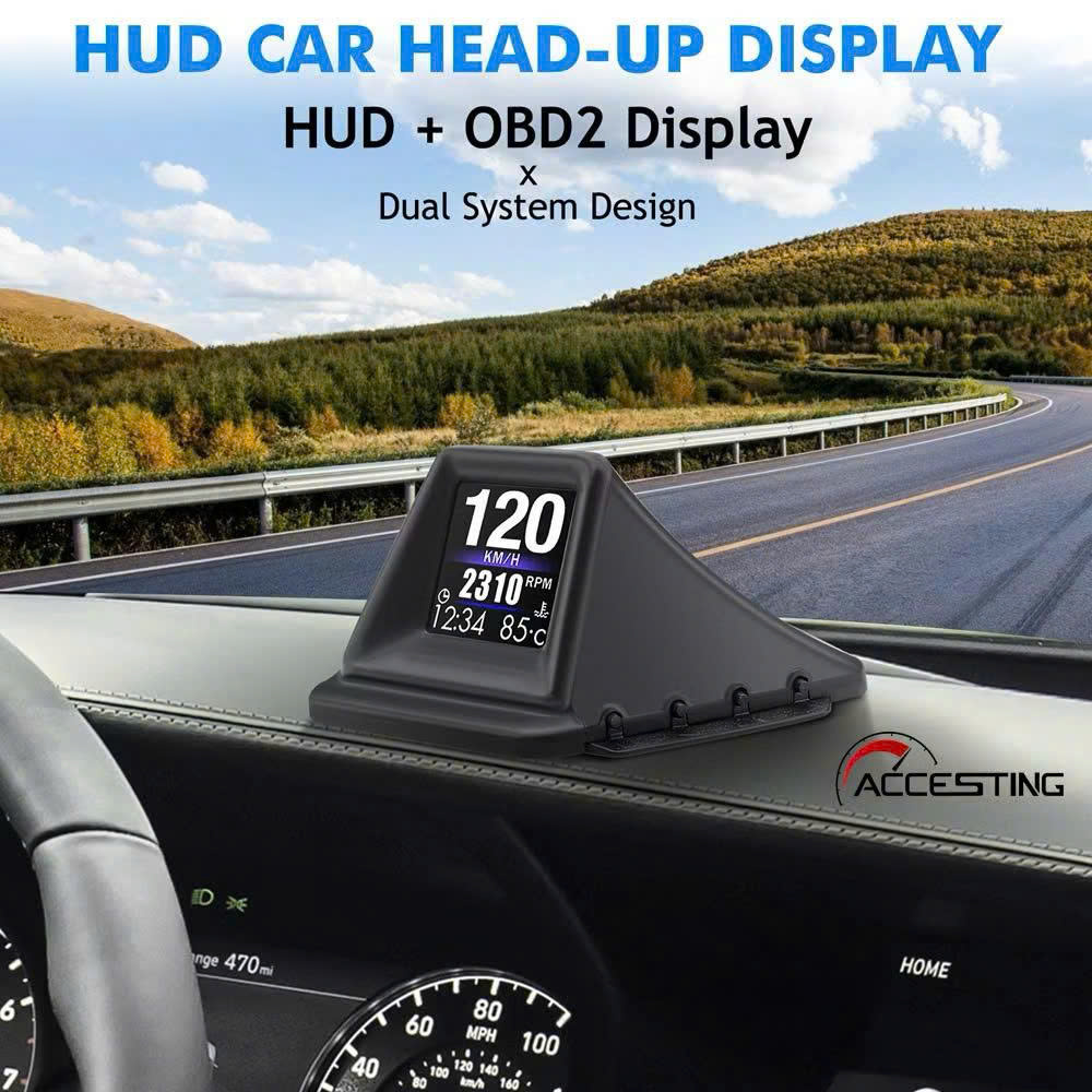 Thiết Bị HUD Ô Tô Thông Minh OBD2+GPS – Báo Tốc Độ, Cảnh Báo Quá Nhiệt, Tiết Kiệm Nhiên Liệu, Dễ Lắp Đặt