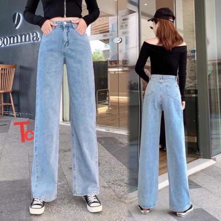 Quần bò ống rộng gập gấu Quần jeans nữ rách , quần jeans nữ lưng cao ôm dáng , quần cạp cao