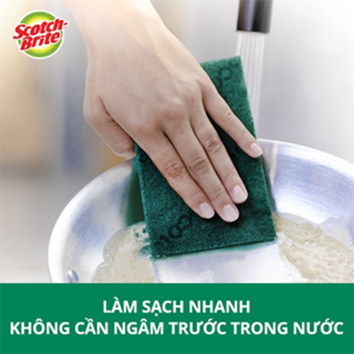 Cước rửa chén siêu sạch Scotch Brite 3M 150x100mm hình chữ nhật đa năng,lấy sạch vết bẩn cứng đầu hiệu quả