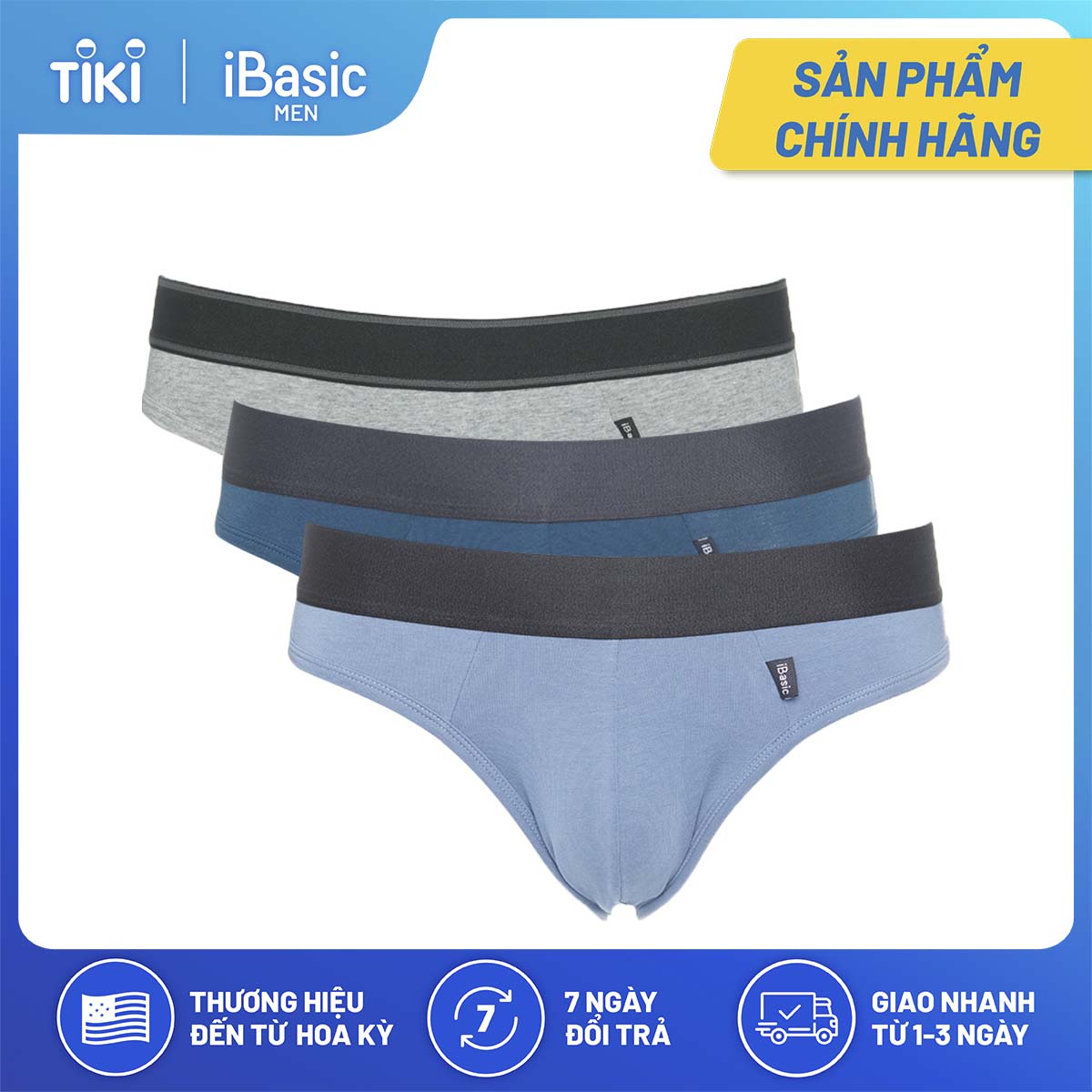 Combo 3 quần lót nam tam giác thun cotton iBasic PANM045