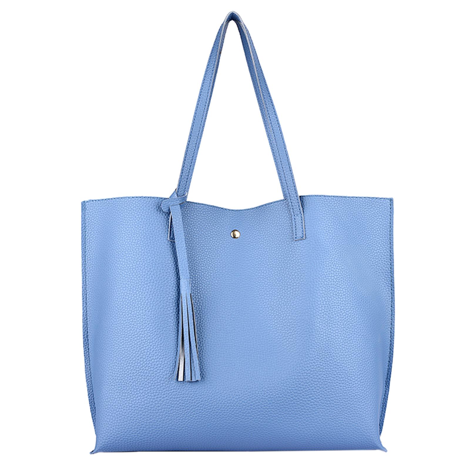 Women's Soft Faux Leather Tote Shoulder Bag, Big Capacity Tassel Handbag