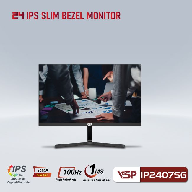 Màn hình máy tính 24inch VSP IP2407SG (23.8&quot; IPS FHD 100Hz, HDMI+VGA) - Hàng chính hãng VSP phân phối