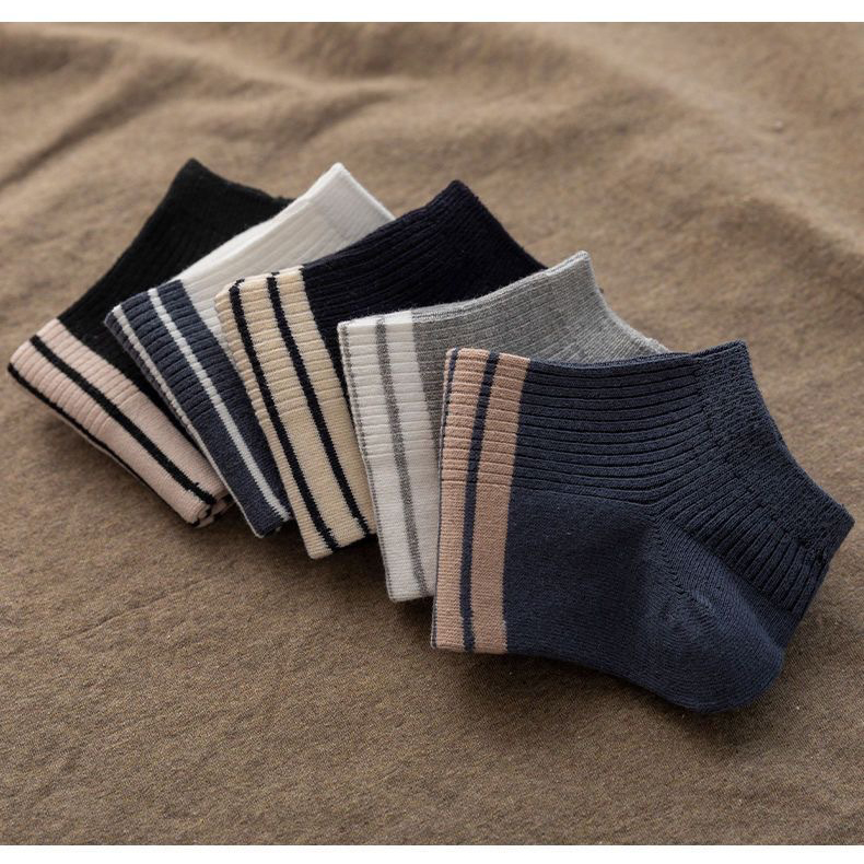 Combo 5 Đôi tất, vớ nam cổ thấp chất cotton nano Ag kháng khuẩn, chống hôi