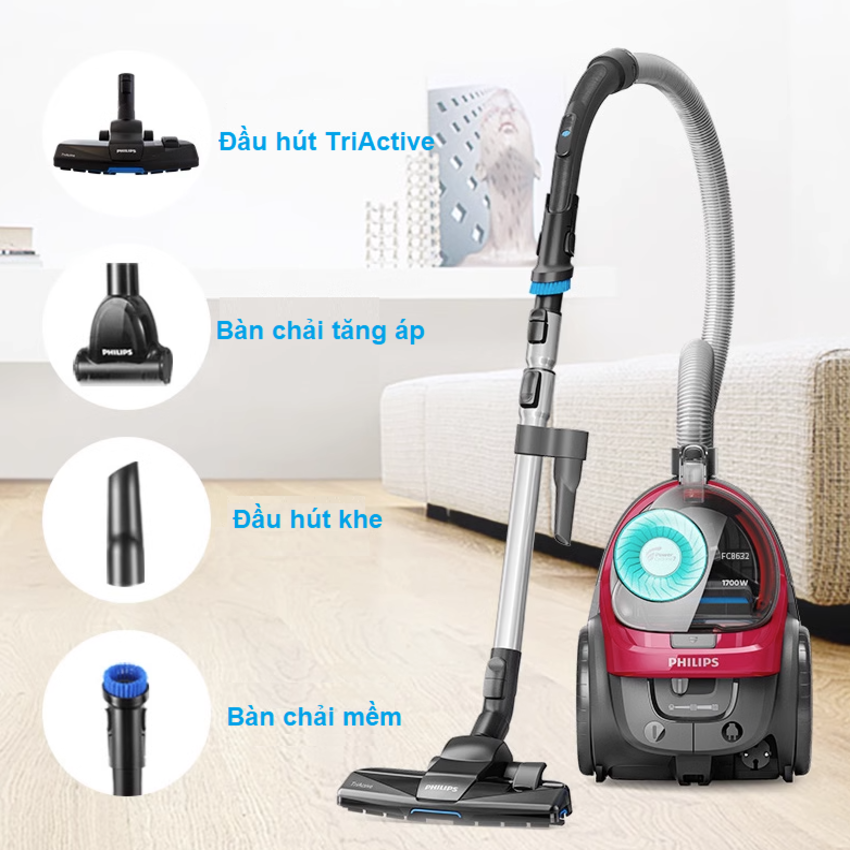 Máy hút bụi Philips PowerPro Active FC8632 Serial 5000 công suất 1700W - Hàng Nhập Khẩu