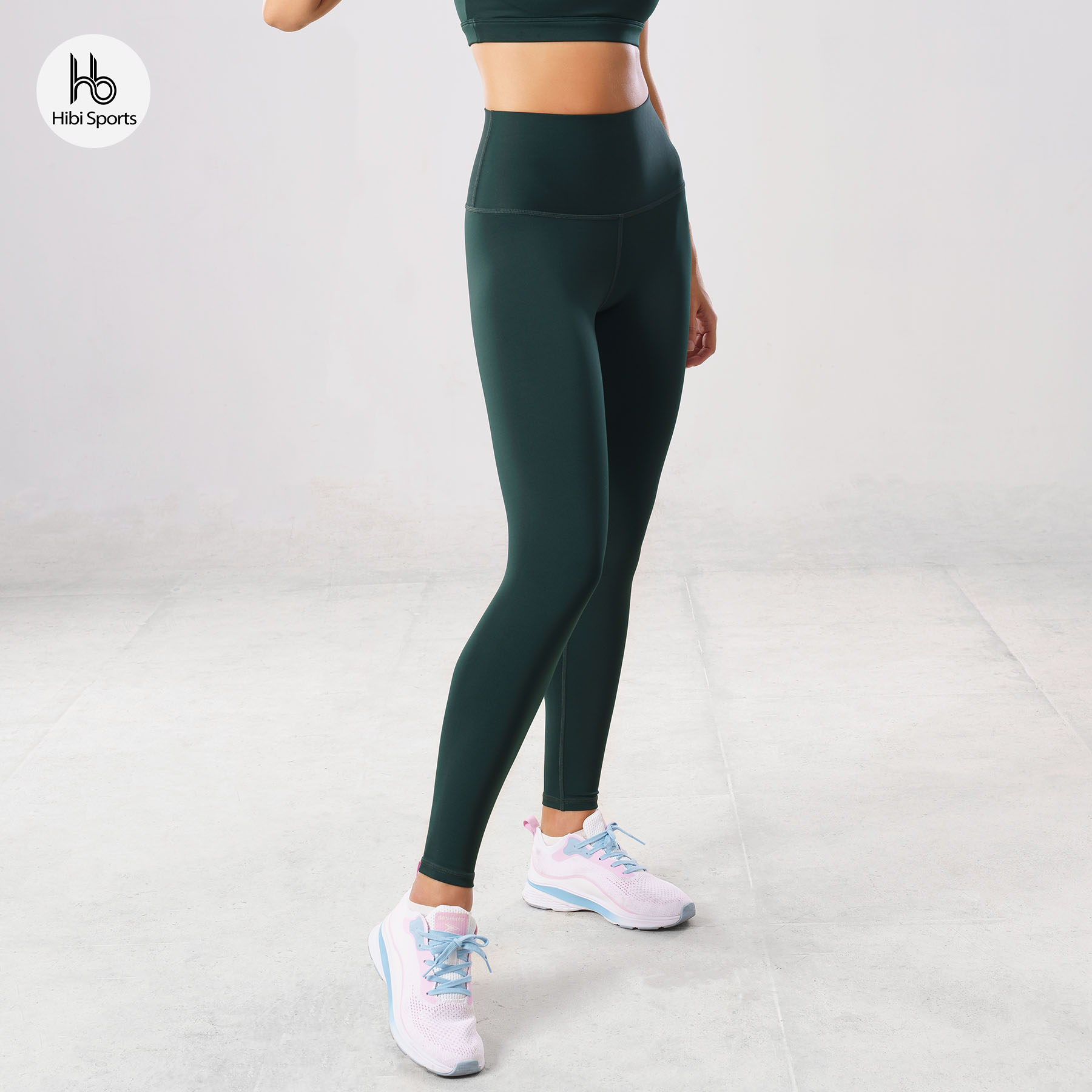 Set đồ tập Yoga Luxury Hibi Sports H139 [Đỏ + Xanh Rêu] - Áo 4 dây cổ ngang - Kèm mút nâng ngực