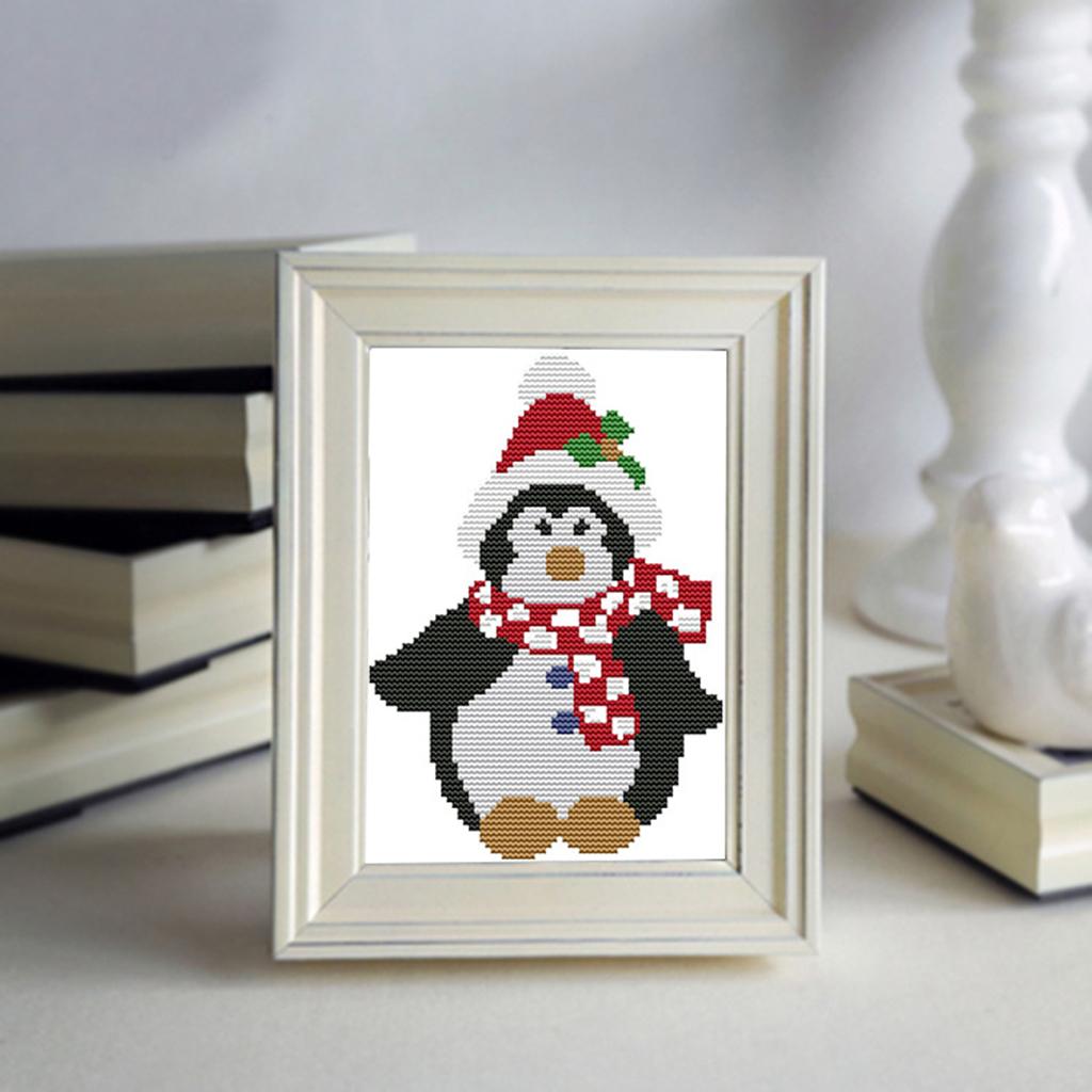 DIY Stamped Cross Stitch Kit Penguin Patterns for Adult Beginners 7.87 X 9.84