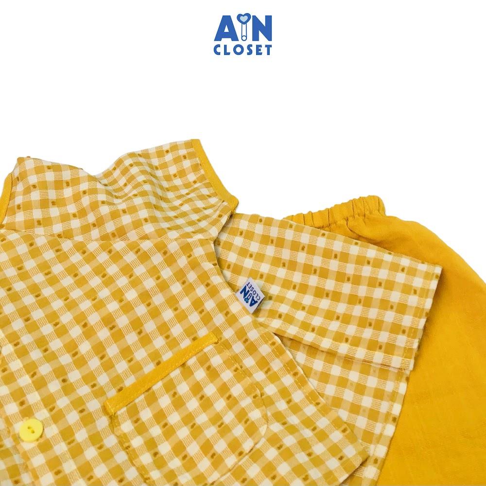 Bộ quần áo bà ba lửng unisex họa tiết Caro vàng cotton - AICDBTA271LM - AIN Closet