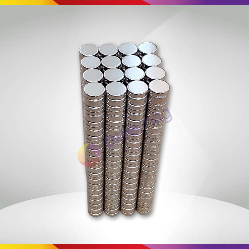 10 Viên Nam Châm Đất Hiếm 10x10mm 2 Rãnh Mạ Niken Lực Từ N35 Cực Mạnh