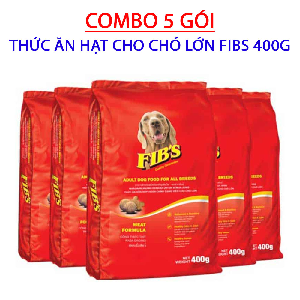 COMBO 5 Gói Thức Ăn Hạt Cho Chó Trưởng Thành Fibs 400g