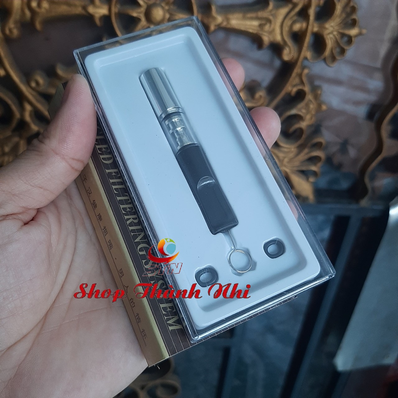 Tẩu thuốc nhựa dẻo kiêm lọc thuốc bảo vệ sức khỏe, màu bạc, SHop Thành Nhi STN10011