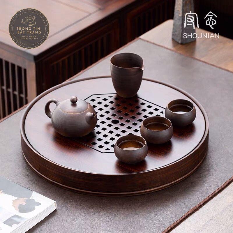 Khay Trà Tre Cao Cấp Tròn Lớn Kích Thước 38*5* KT 20.3