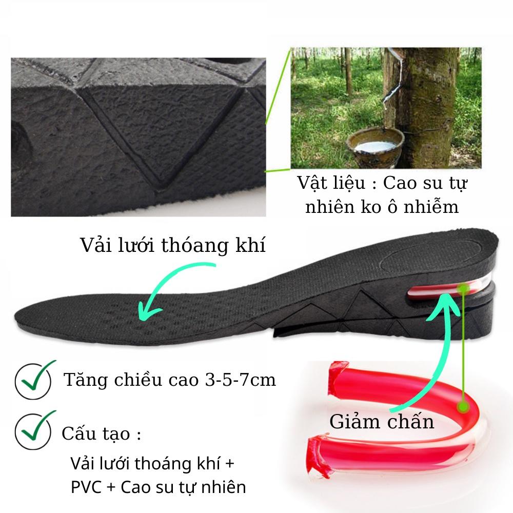 Lót giày tăng chiều cao đến 3-5-7 cm. Miếng lót độn giày cao su tăng chiều cao giúp hack dáng cực khét