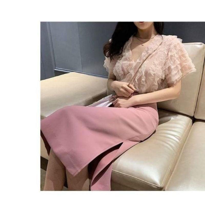 Chân Váy Bút Chì Dáng Dài Suông xẻ sườn 80cm quá gối full size XS đến 4XL