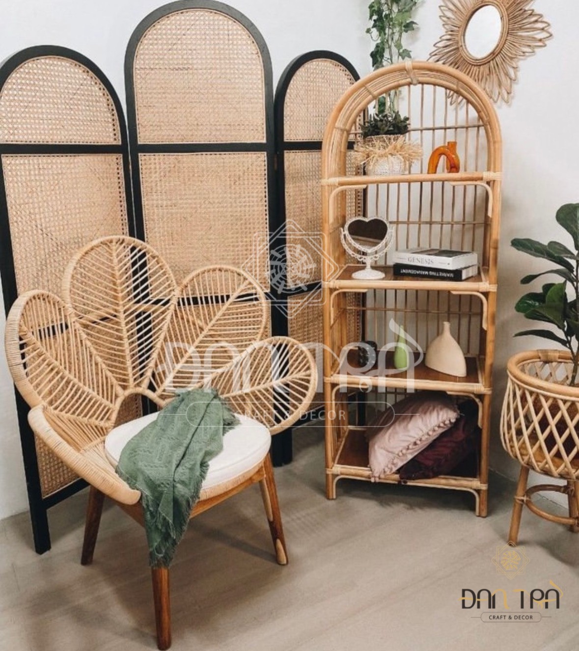 Ghế Mây Cánh Hoa, Ghế Mây Decor Phòng, Ghế 5 cánh, Nội Thất Mây Tre ĐAN TRÀ