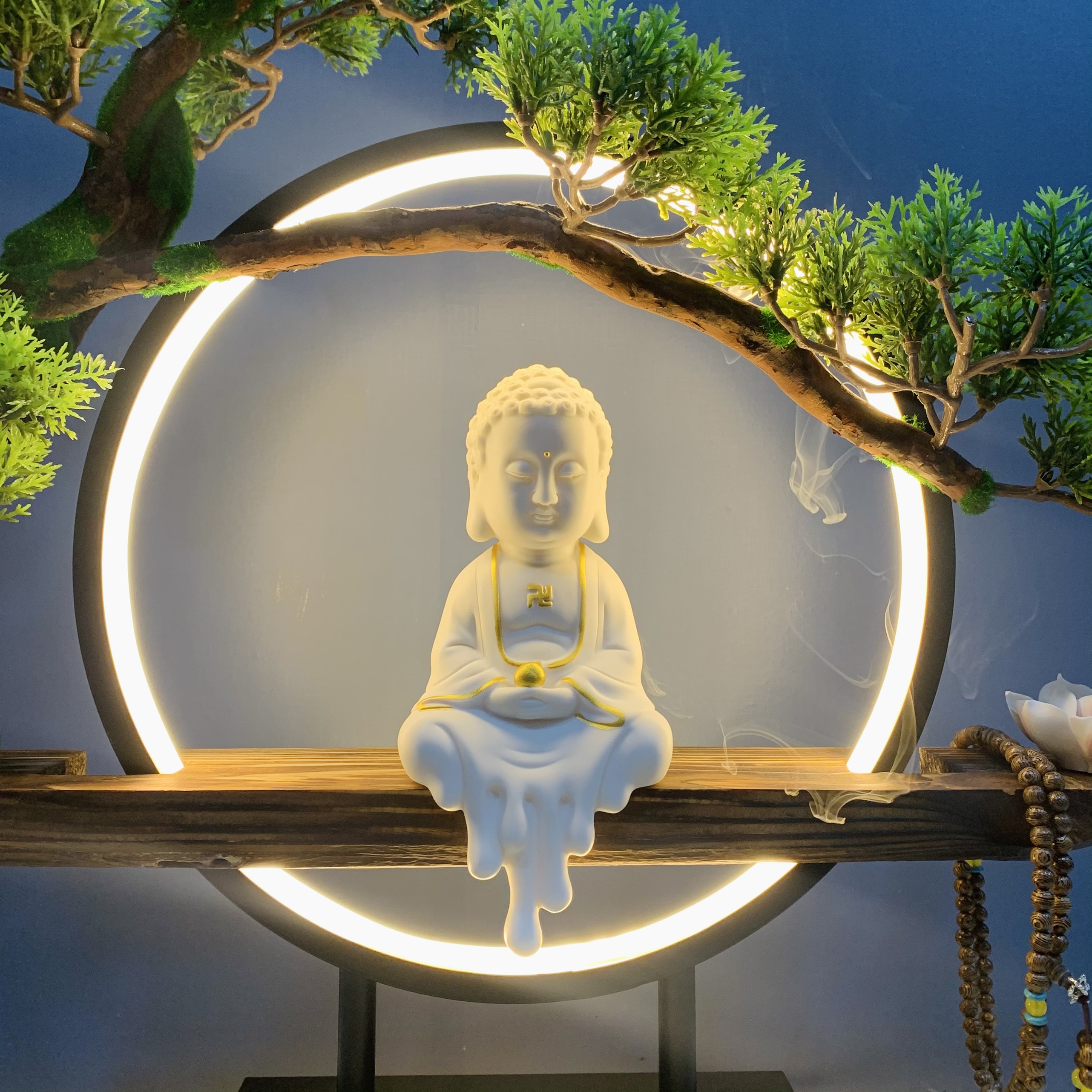 Tượng phật Adida có vòng đèn Led sáng đẹp T05