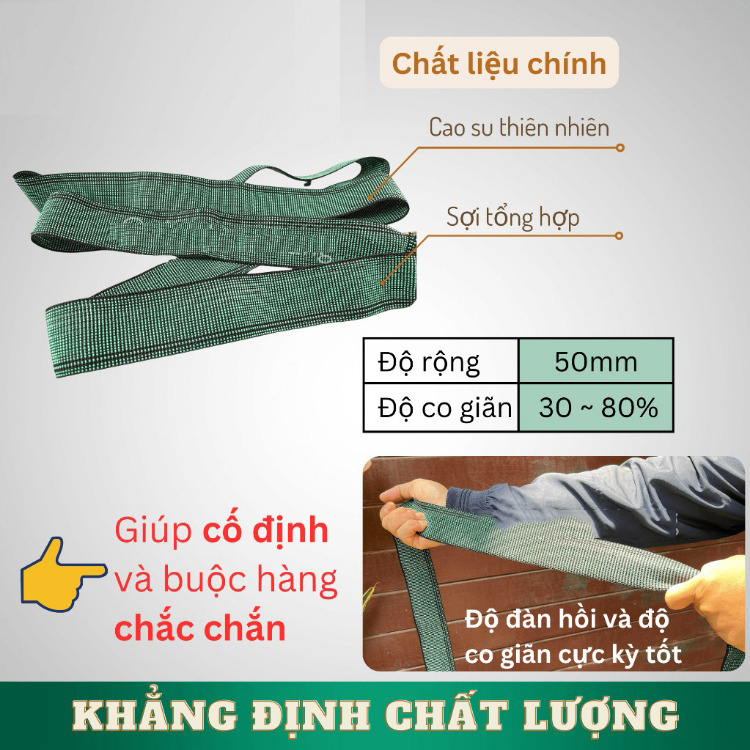 Dây Thun Ràng, Dây Co, Dây Buộc Hàng 2M Có 2 Móc Dài