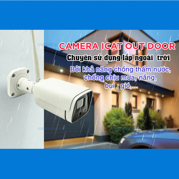 Camera Wifi ICat Outdoor ngoài trời chống nước IP66 Hàng chính hãng Hunonic