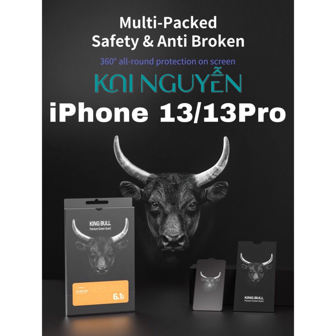 Cường Lực Mipow Kingbull Chống Nhìn Trộm HD dành cho iPhone 13/13Pro/13ProMax-Hàng chính hãng