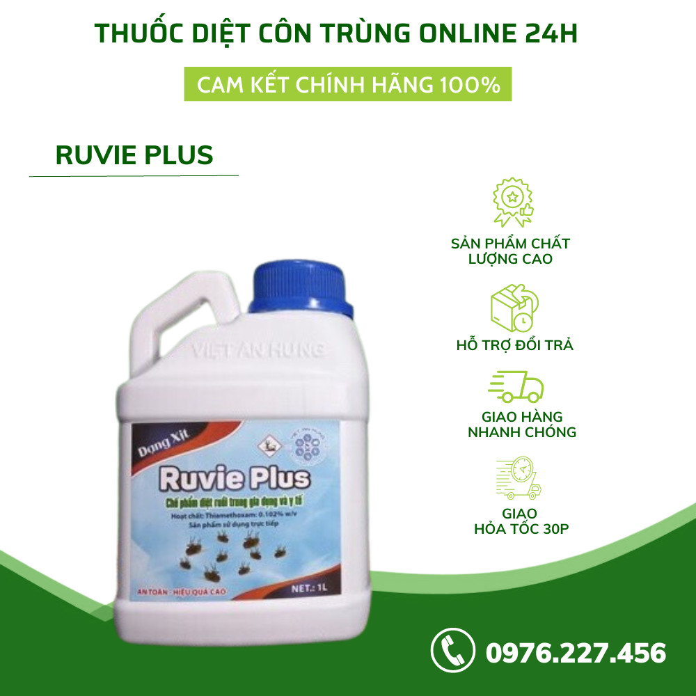 Chế Phẩm Diệt Ruồi Muỗi Trong Gia Dụng Và Y Tế RUVIE PLUS Chai 1 Lít - Dietcontrung.online24h