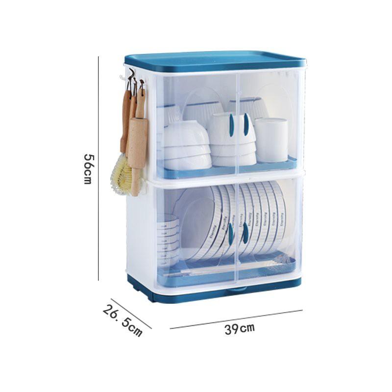 Kệ úp chén có nắp đậy 2 tầng có khay hứng nước KB08 - Kệ úp bát nắp đậy KB08