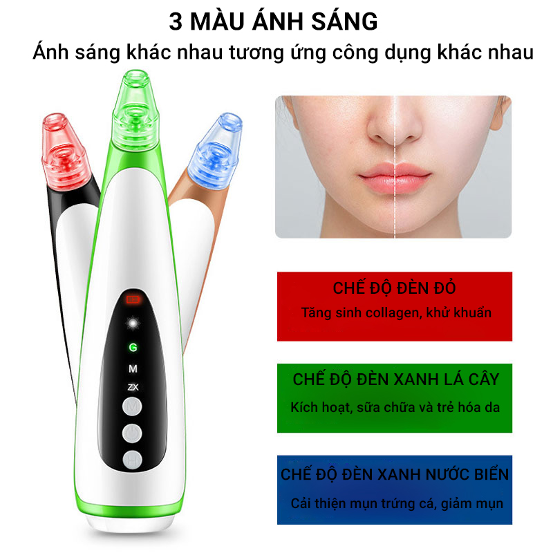 Máy Hút Mụn Mini Cầm Tay Siêu Mạnh, Có Chức Năng Làm Nóng, Hút Mụn Đầu Đen, Mụn Cám, Làm Sạch Bã Nhờn